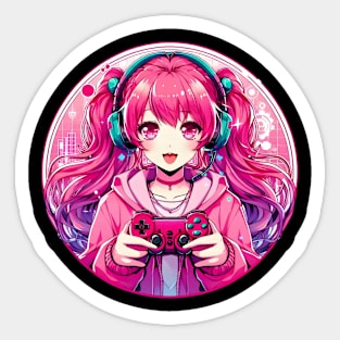 Gamer girl pinkish Sticker